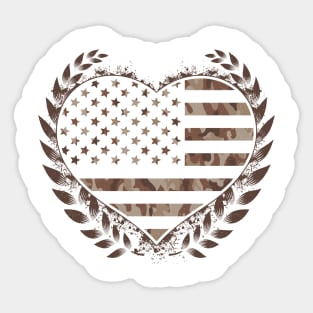 Camo Flag Hearth Desert Veteran US Design Sticker